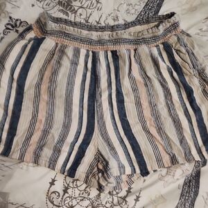 Universal Thread High Waist Striped Shorts in Blue and Tan